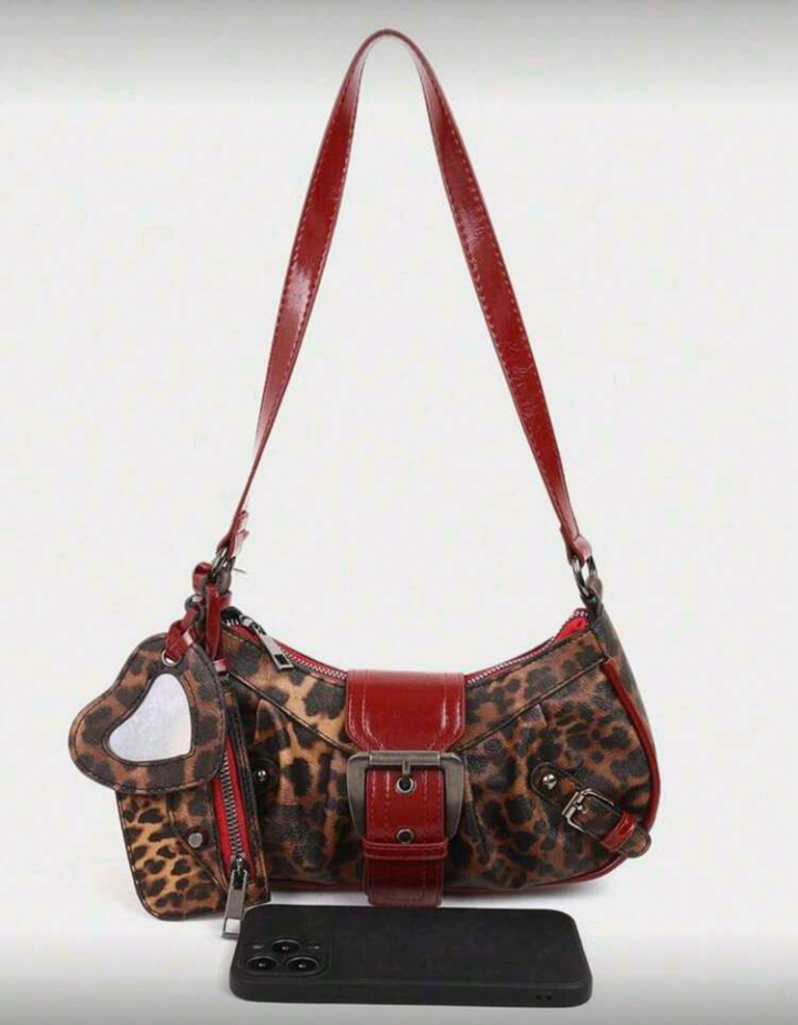 burgundy leopard print bag