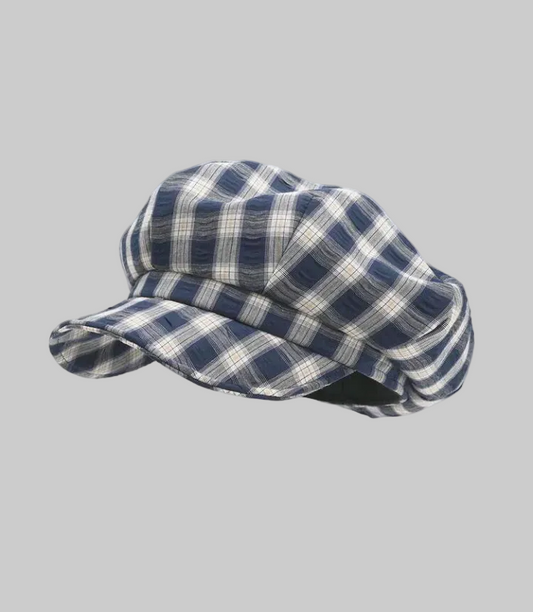 blue plaid hat