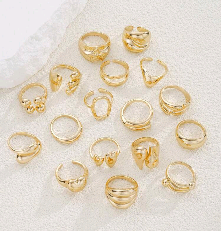 chunky gold ring set