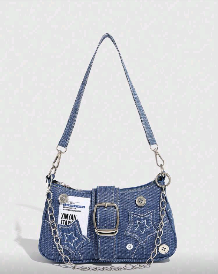 y2k blue stars handbag