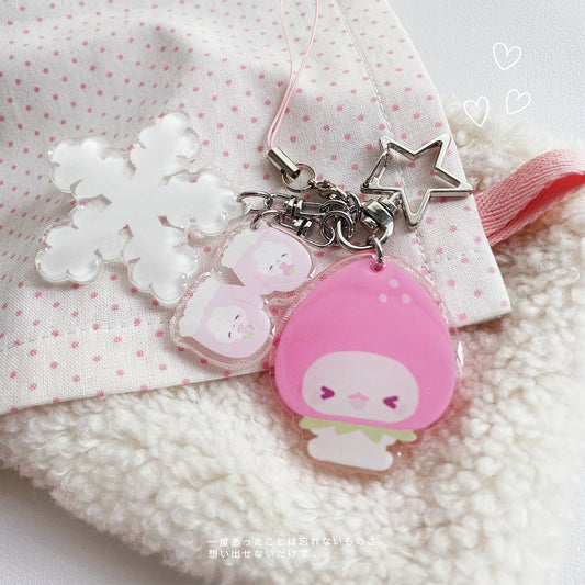 pink acrylic cartoon keychain / phone charm