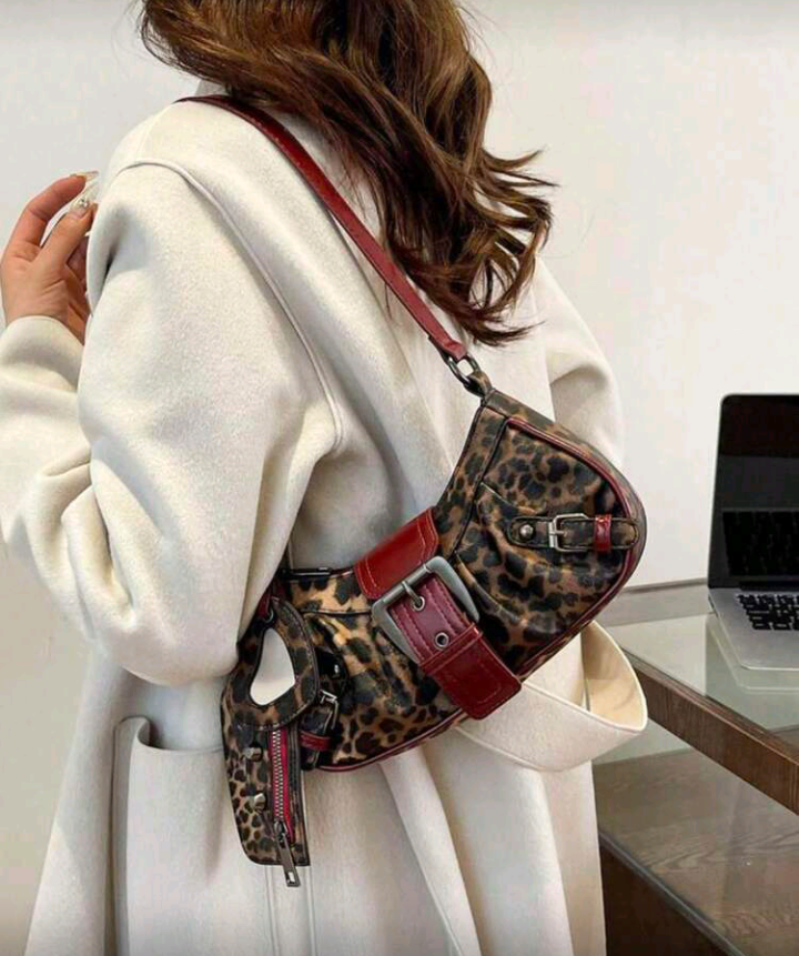 burgundy leopard print bag