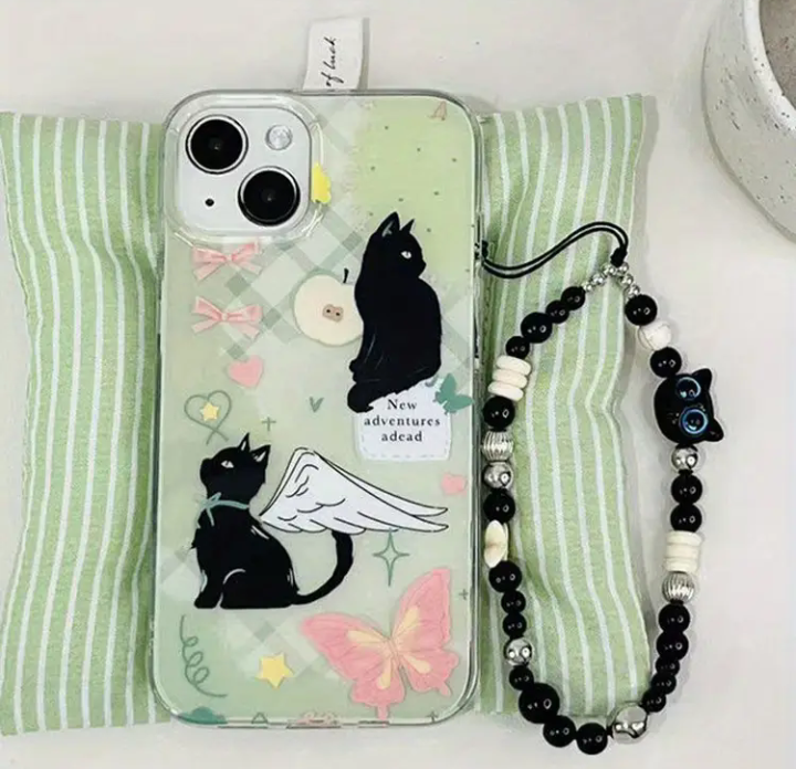 black cat vivo phone case with phone charm