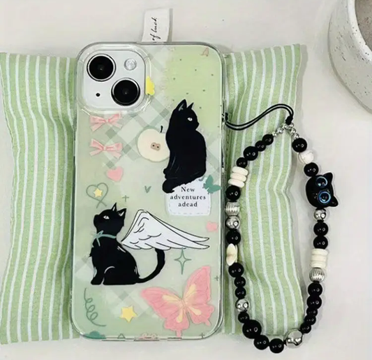 black cat vivo phone case with phone charm
