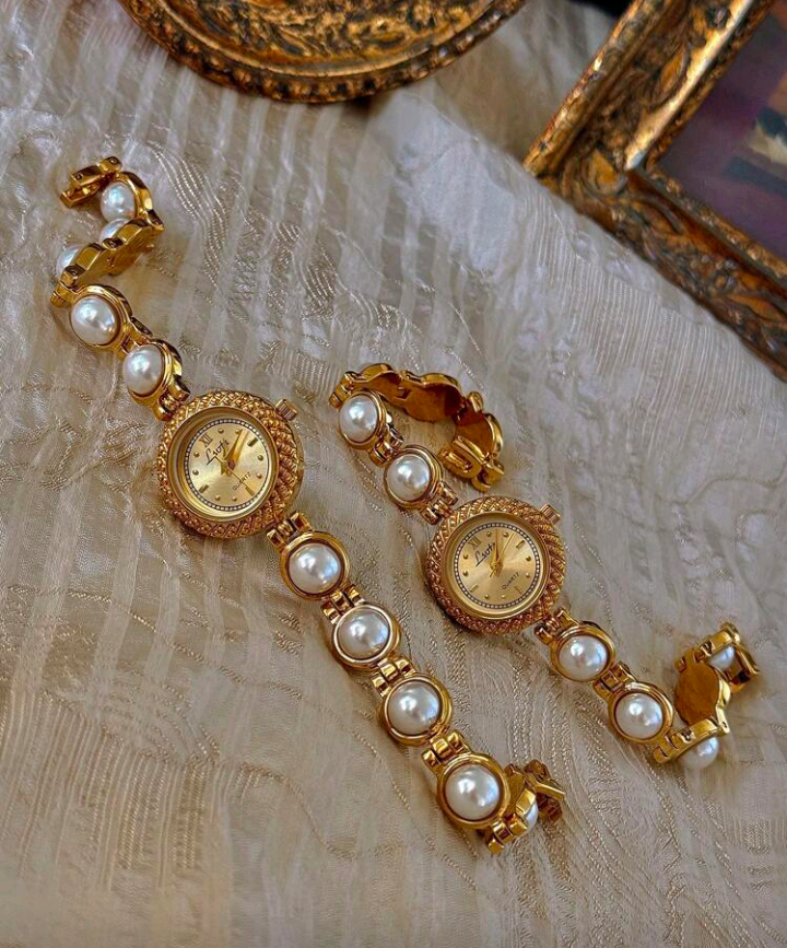 pearl strap watch (1 pc)
