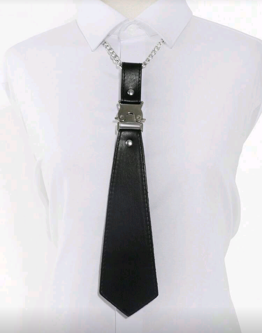 Black leather tie necklace (PU)