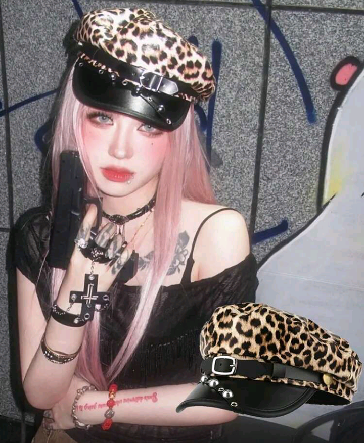 leopard print rivet hat