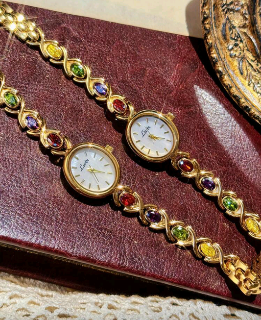 multicolor inlaid crystal watch (1 pc)