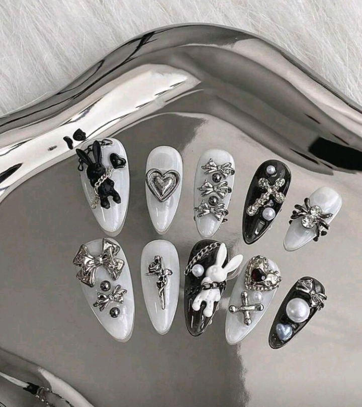 dark lolita press on nails