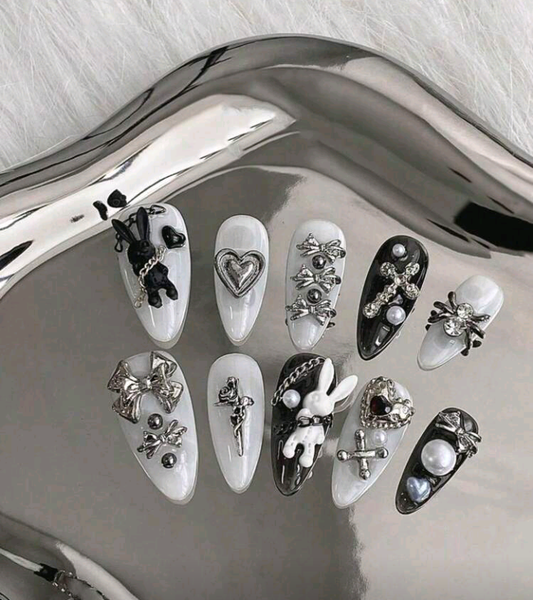 dark lolita press on nails