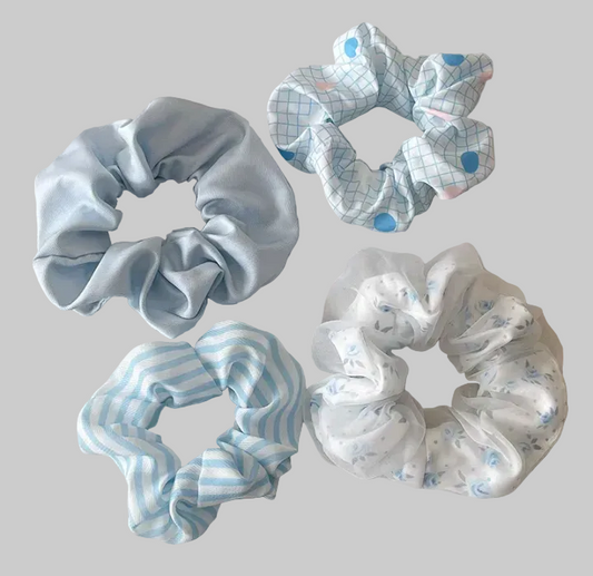 blue scrunchies (set of random 4)