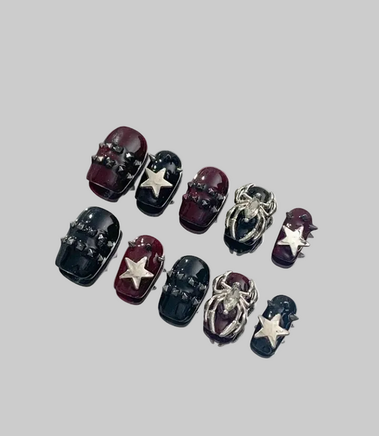 midnight widow handmade press on nails