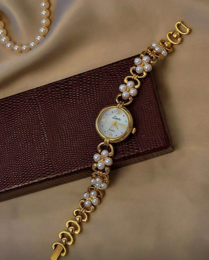 luxury pearl strap watch (1 pc)