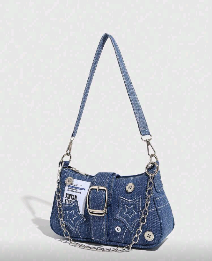 y2k blue stars handbag