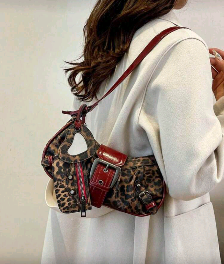 burgundy leopard print bag