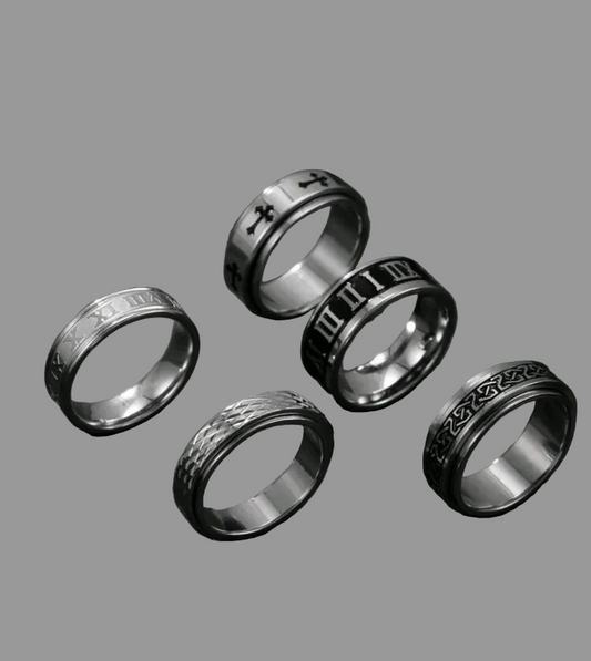 5 pieces serpentine rings
