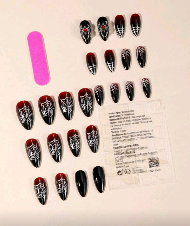crimson widow press on nails