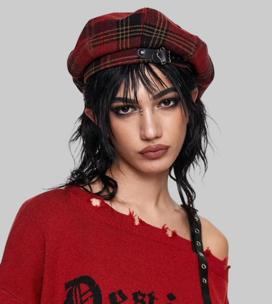 red plaid hat